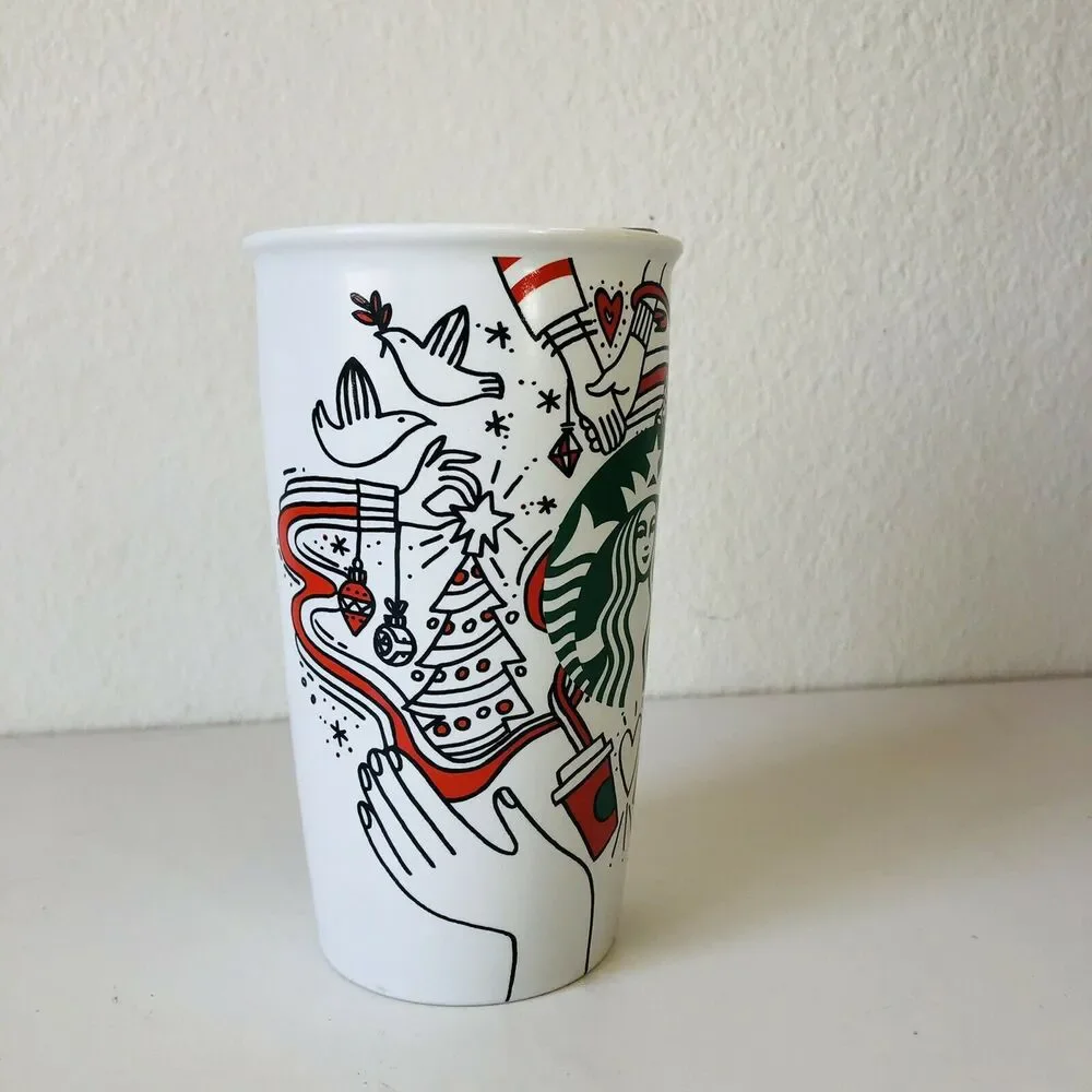 HTF Starbucks 2017 Holiday Doves CoffeeTravel Mug